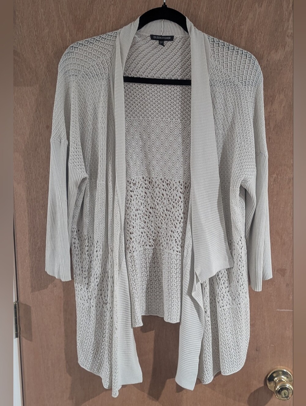 Eileen Fisher Open-Front Knit Cardigan in Light Sage